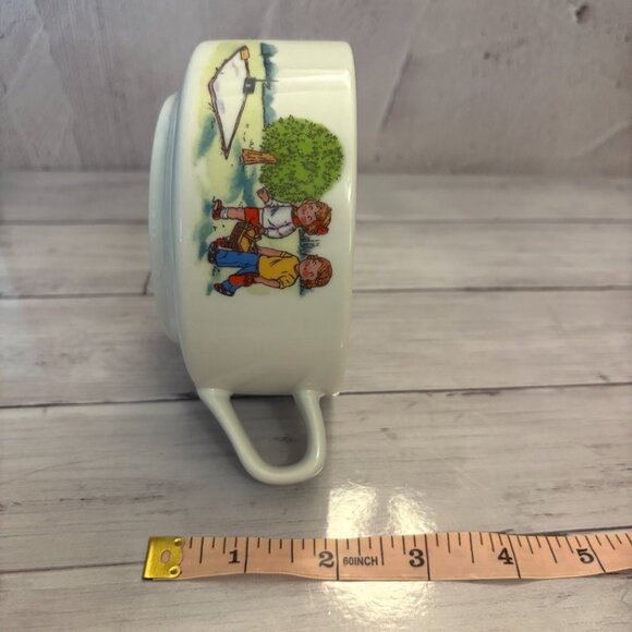Vintage Retro 1980's Soup Bowl Mug with Kids Playing Summer Picnic  (SKU: 159MI) - Picture 3 of 4